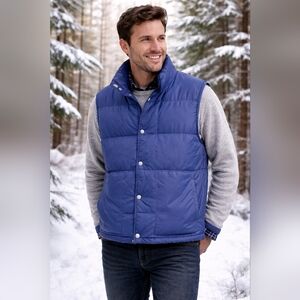 Vintage L.L. Bean Men's Navy Puffer Vest Insulation Goose Down Medium